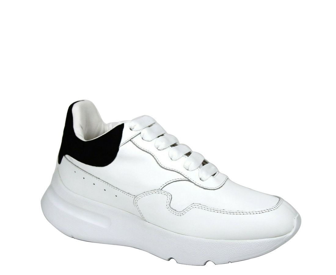 Alexander McQueen Women White Leather Suede Sneaker - - - Alexander McQueen