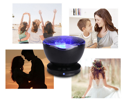 Ocean Wave Projector LED Night Light Remote Control TF Cards Music Player Speaker Aurora Projection - - Led Lighting - Carvan Mart