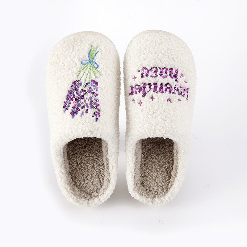 Home Lavender Warm Winter Cotton Slippers - Carvan Mart