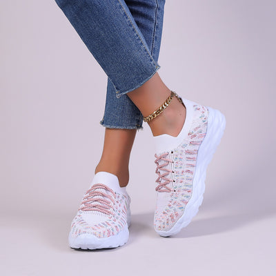 Summer Fashion Sports and Leisure Women's Pumps - Large Size Flying Woven Mesh Sneakers - White - Women's Shoes - Carvan Mart