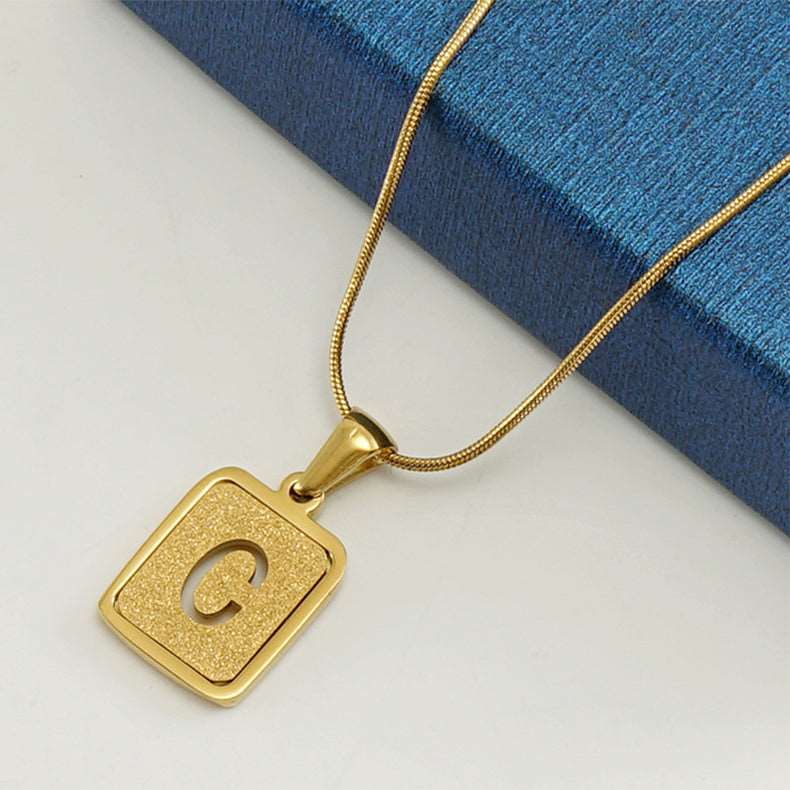 Alphabet Necklace 26 Letters Hollow Out Square 18K Necklace Fashion Jewelry - Carvan Mart