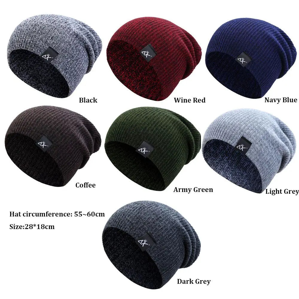 Unisex Fashionable Knitted Beanie, Winter Wool Elastic Hat For Outdoor Cycling, Camping, Travel Winter Beanie Hat Acrylic Knit Hats For Men Women - - Men's Hats & Caps - Carvan Mart