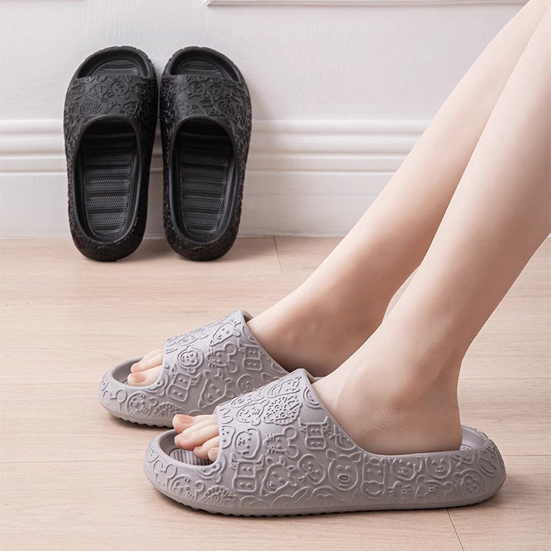 Home Slippers Thick-sole Non-slip Bathroom Slippers For Couple House Shoes - Carvan Mart