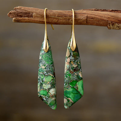 Bohemian Emperor Stone Geometric Pendant Earrings - Carvan Mart