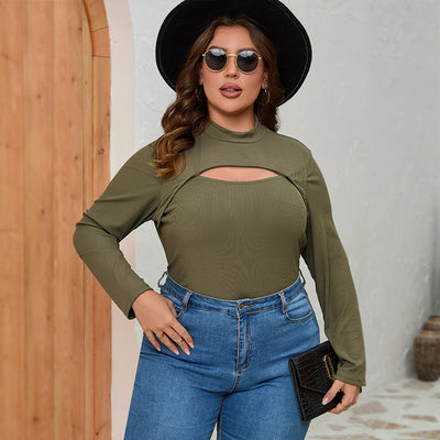 Slim Solid Color Long Sleeve T-shirt Top - - Winter Tops - Carvan Mart