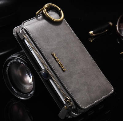 Luxury PU Leather Case For 8 Plus X XR XS Max 11 Flip Stand Wallet Cases For 8 7 Plus 6s SE Pouch Capinhas - Gray - Women's Wallet - Carvan Mart