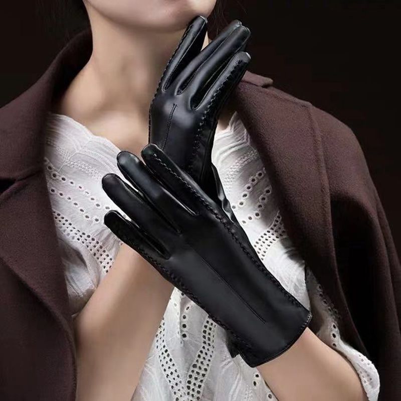 Lined warm PU leather gloves - - Women Gloves & Mittens - Carvan Mart