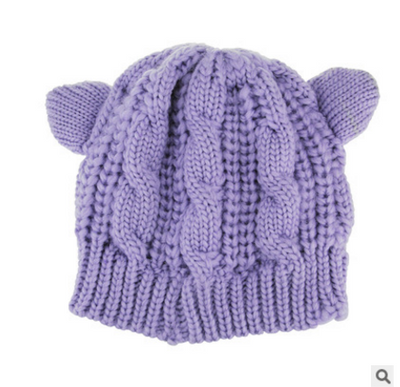 Hand Made 3D Cute Knitted Cat Ear Beanie For Winter - Carvan Mart