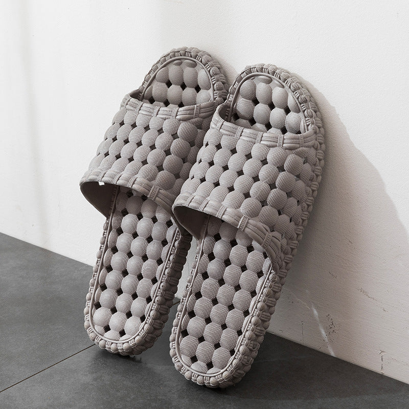 Unisex Hollow Out Bathroom Slippers - Non-Slip, Breathable Home Flip-Flops - Gray - Women's Slippers - Carvan Mart