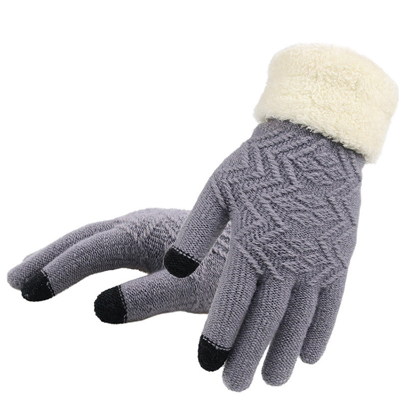 Winter knitted gloves - Grey - Women Gloves & Mittens - Carvan Mart