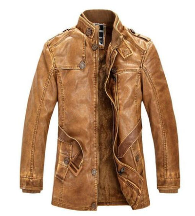 Duolino Classic Leather Jacket - Yellow - Genuine Leather - Carvan Mart