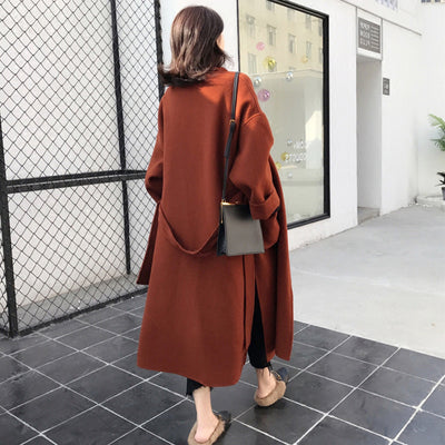 Ladies Mid-length Double-sided Woolen Coat With Waist - Carvan Mart