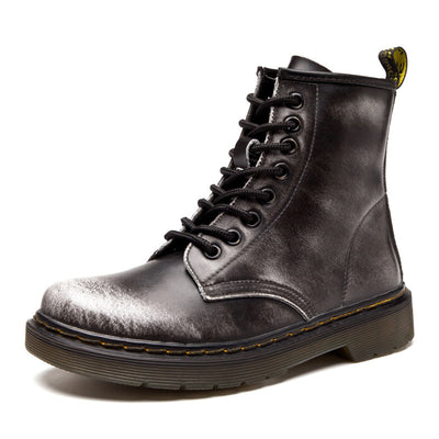 SMOOTH LEATHER LACE UP Martens Boots - Rub grey - Women's Shoes - Carvan Mart