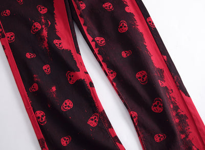 Skull red jeans men's casual jeans - - Men's Jeans - Carvan Mart