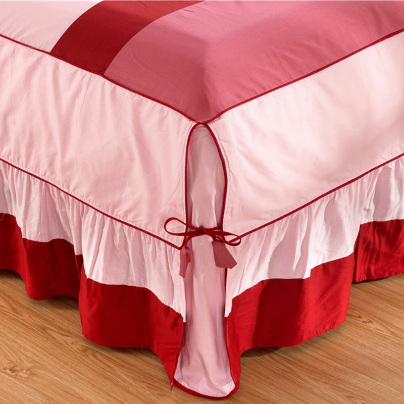 Solid color cotton bed skirt set of four - Carvan Mart