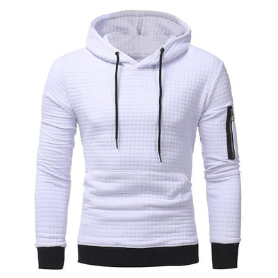 Modern Slim-fit Hooded Tops Arm Zipper Long Sleeve Men's Sweatshirt - White - Men's Hoodies & Sweatshirts - Carvan Mart