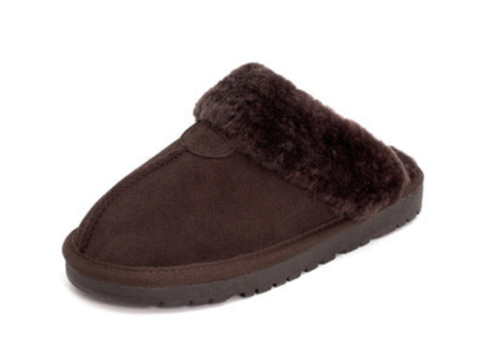 Women's Scuffette Australian Shepherd Muffin Suede Slippers - Chocolate - Women's Slippers - Carvan Mart