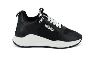 Versace Elegant Monochrome Leather Sneakers - Black White EU36 US6 - - Versace