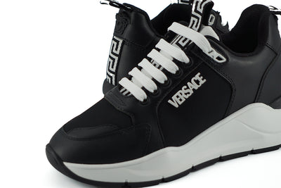 Versace Elegant Monochrome Leather Sneakers - - - Versace