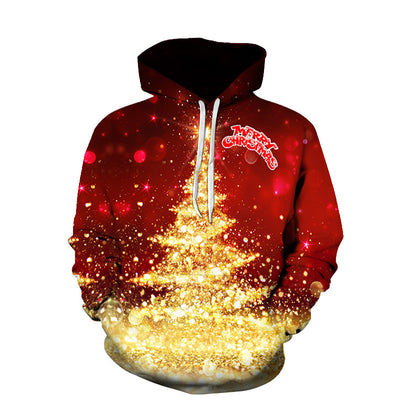 Men's And Women's Xmas Fashion Casual 3D Printing Hooded Pullover - Carvan Mart