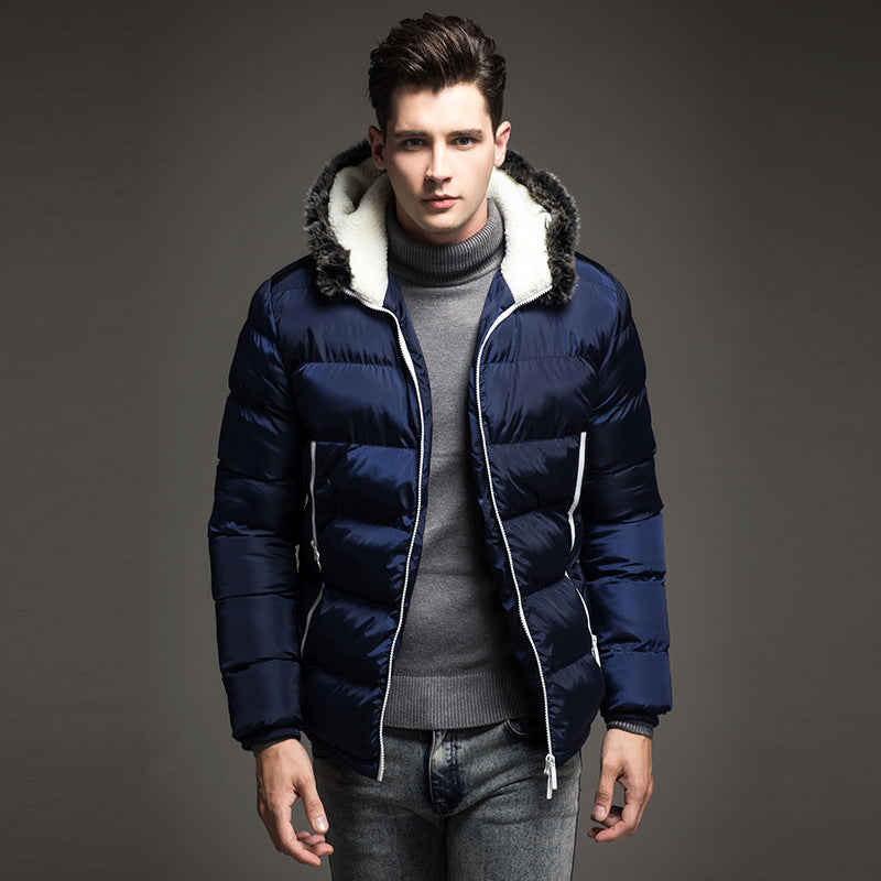 Winter Fashion Padded Coat Stitching Hood - - Men's Jackets & Coats - Carvan Mart