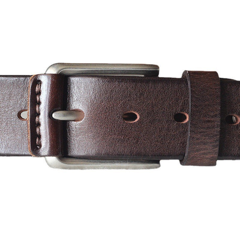 First Layer Cowhide Handmade Belt Men's Pin Buckle Belt - Coffee - Men's Belts - Carvan Mart