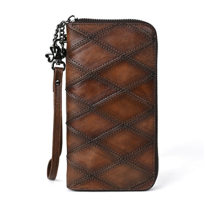 Women's Long Large Capacity Zipper Mobile Phone Bag - Vintage Coffee - Women's Wallet - Carvan Mart