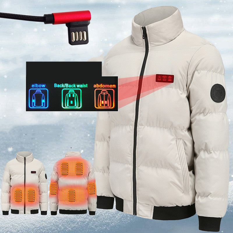 Outdoor Warm Heated Jacket Windproof Cotton Padded Clothes USB Heating Winter - Carvan Mart Ltd