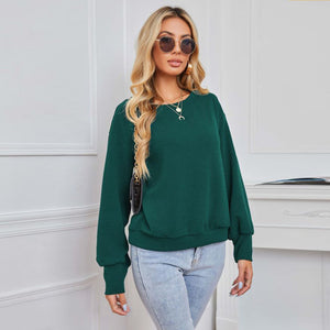 Relaxed-fit Henley Shirts Solid Color Women's Long Sleeve Loose Casual Top - Green - Winter Tops - Carvan Mart