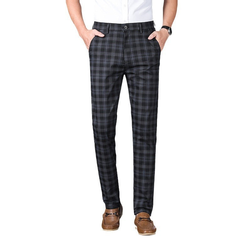 Trendy Plaid Straight Leg Elastic Casual Pants for Men and Women - Carvan Mart