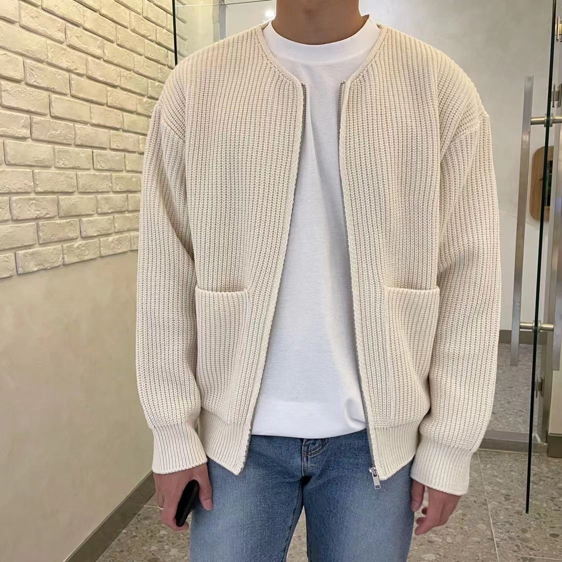 Fashion Ins Trendy Knitted Cardigan Men's Sweater - Carvan Mart