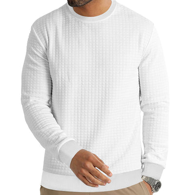 Men's Relaxed-fit Crew Neck Tees Long-sleeved Sweater - White - Men's Shirts - Carvan Mart