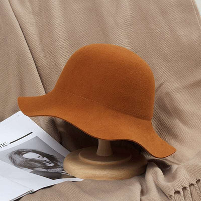 Autumn And Winter Wave Cold Water Jug British Retro Easy Matching Hat - Caramel M56to58cm - Women's Hats & Caps - Carvan Mart