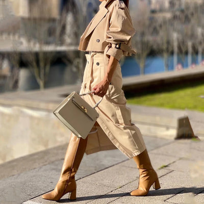 Dress With a Blazer Leisure Workwear Elegant Button Belt Street Style Women Skirt Suit - - Suits & Sets - Carvan Mart