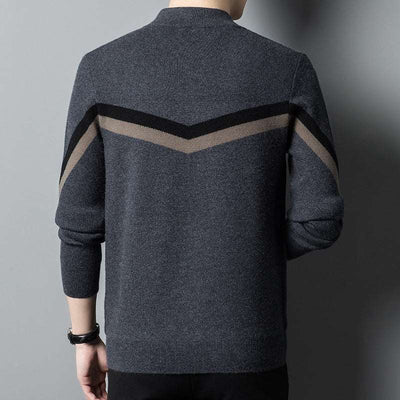 Winter Sweater Men's Stand Collar Contrast Jumper - Carvan Mart