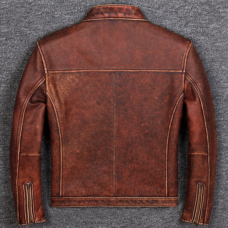 First Layer Cowhide Leather Leather Jacket, Pure Leather Jacket - - Genuine Leather - Carvan Mart