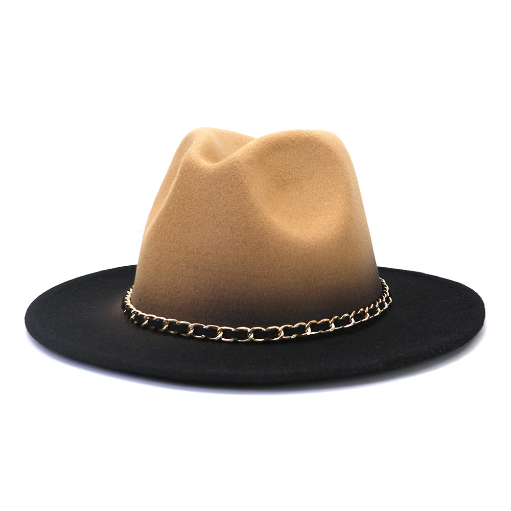 Painted Woolen Flat Brim Autumn And Winter British Style Fashion Fedora Hat - Carvan Mart