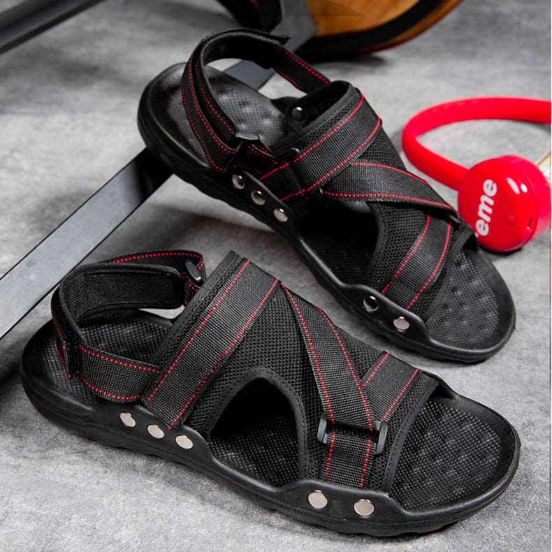 Casual Roman Sandals Men Strap Velcro Shoes