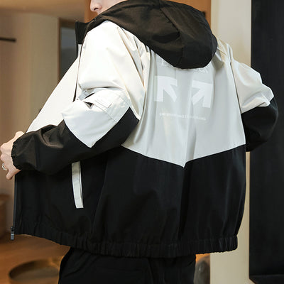 Casual Jacket Men Baseball Uniform Trendy Top - White black - Men's Jackets & Coats - Carvan Mart