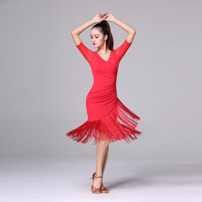Ice Silk Fringed Dance Skirt Training Dance Performance Costume - Carvan Mart Ltd