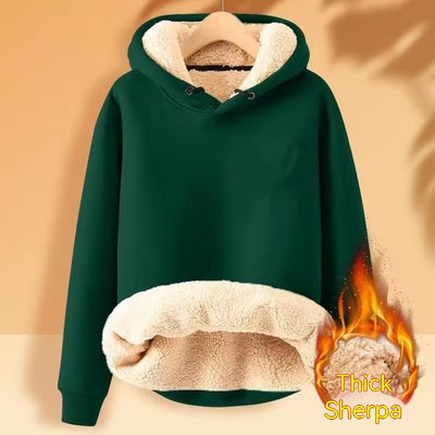 Men's Fleece Hoodie Winter Lined Padded Warm Keeping Loose Hooded Sweater - Dark Green - Men's Sweaters - Carvan Mart