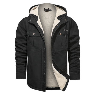 Men Cotton Jacket Winter Thick Warm Parkas Plus Velvet Casual Hooded Coat - Carvan Mart