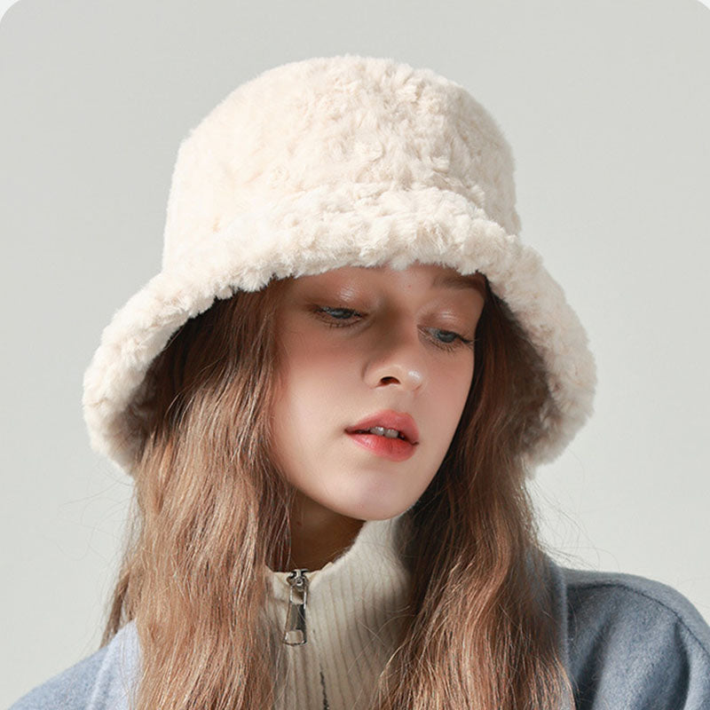 Lambswool Fisherman Hat Winter Warm Fashionable Solid Color Hats For Women - Carvan Mart