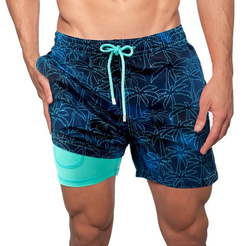 Men's Beach Shorts Printed Sports Double Layer Summer Shorts - Carvan Mart