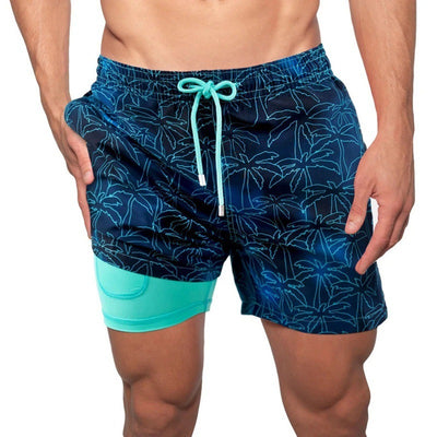 Men's Beach Shorts Printed Sports Double Layer Summer Shorts - - Men's Shorts - Carvan Mart