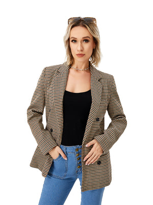 Women's Casual Blazer Jacket Long Sleeve Work 0ffice Blazer Lapel Jacket - Khaki - Women's Coats & Jackets - Carvan Mart