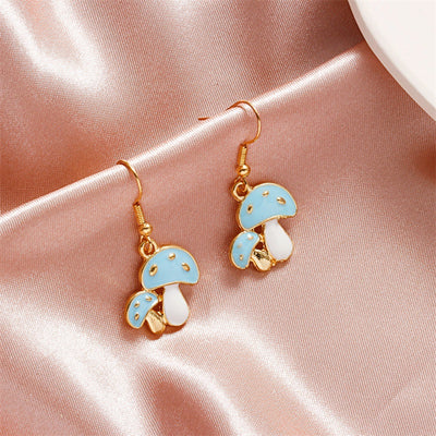 Color Drop Oil Small Mushroom Alloy Earrings - Carvan Mart