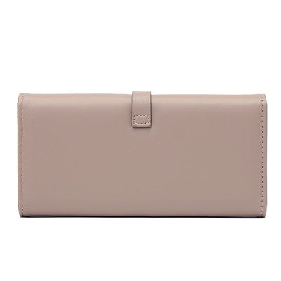 Long Metal Buckle Simple Tri-fold Clutch - - Women's Wallet - Carvan Mart