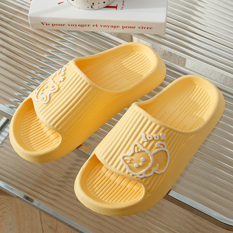 Cute Cat Slippers Summer Women Home Shoes Bath Thick Platform Non-Slip Slides Indoor Outdoor - Carvan Mart