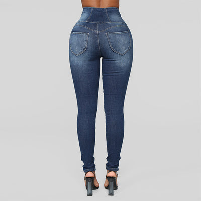 Womens High Waist  Slim Jeans Pant - Carvan Mart
